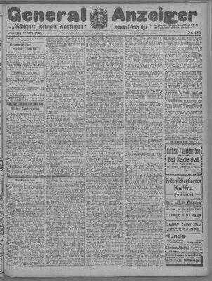 Münchner neueste Nachrichten Sonntag 9. April 1916