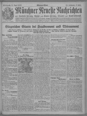 Münchner neueste Nachrichten Mittwoch 19. April 1916