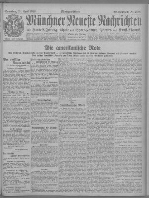 Münchner neueste Nachrichten Sonntag 23. April 1916