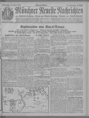 Münchner neueste Nachrichten Sonntag 30. April 1916