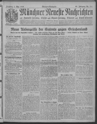 Münchner neueste Nachrichten Dienstag 2. Mai 1916