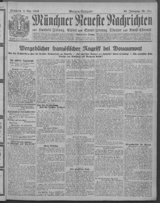 Münchner neueste Nachrichten Mittwoch 3. Mai 1916