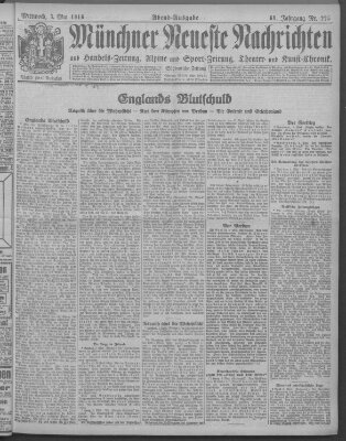 Münchner neueste Nachrichten Mittwoch 3. Mai 1916