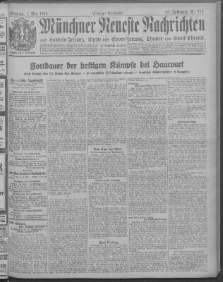 Münchner neueste Nachrichten Sonntag 7. Mai 1916