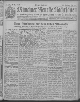 Münchner neueste Nachrichten Dienstag 9. Mai 1916