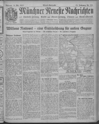 Münchner neueste Nachrichten Mittwoch 10. Mai 1916