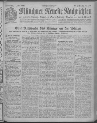 Münchner neueste Nachrichten Donnerstag 11. Mai 1916