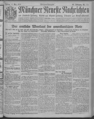 Münchner neueste Nachrichten Freitag 12. Mai 1916