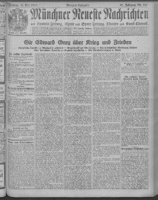 Münchner neueste Nachrichten Dienstag 16. Mai 1916