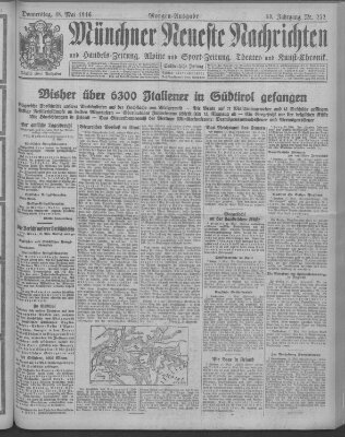 Münchner neueste Nachrichten Donnerstag 18. Mai 1916