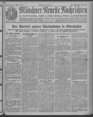 Münchner neueste Nachrichten Sonntag 21. Mai 1916