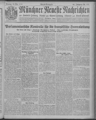 Münchner neueste Nachrichten Montag 29. Mai 1916