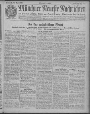 Münchner neueste Nachrichten Mittwoch 31. Mai 1916