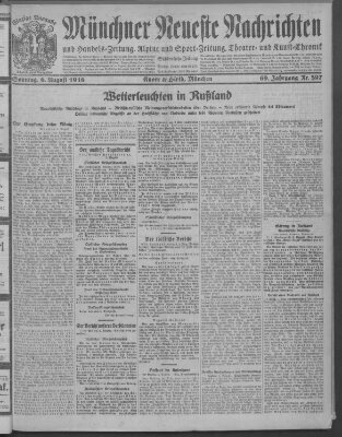 Münchner neueste Nachrichten Sonntag 6. August 1916