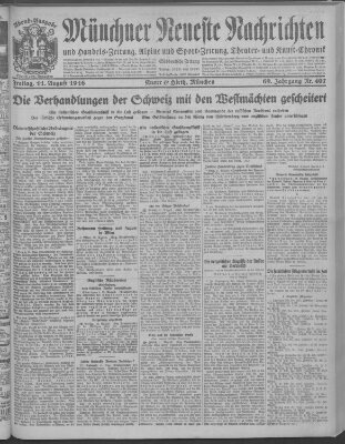 Münchner neueste Nachrichten Freitag 11. August 1916