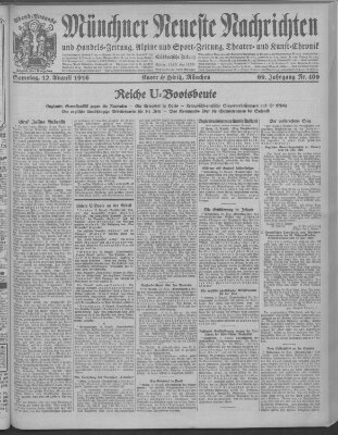 Münchner neueste Nachrichten Samstag 12. August 1916