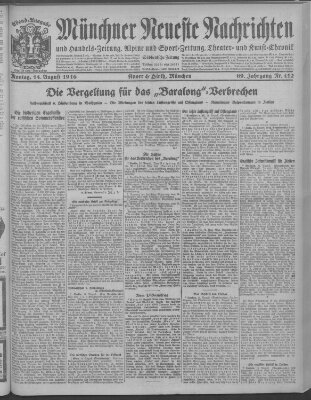 Münchner neueste Nachrichten Montag 14. August 1916