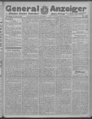 Münchner neueste Nachrichten Dienstag 15. August 1916