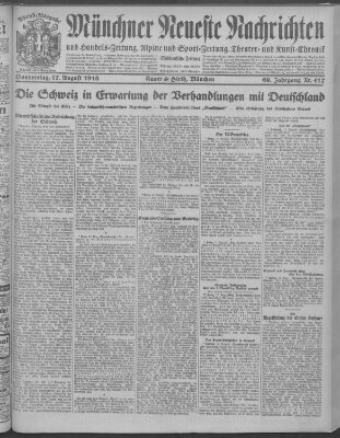 Münchner neueste Nachrichten Donnerstag 17. August 1916