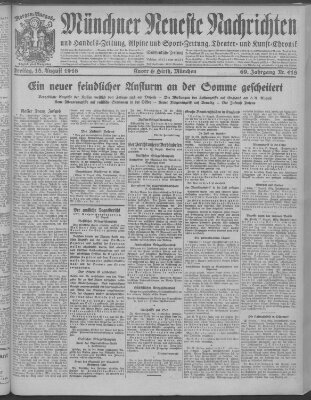 Münchner neueste Nachrichten Freitag 18. August 1916