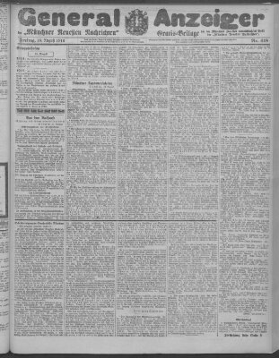 Münchner neueste Nachrichten Freitag 18. August 1916