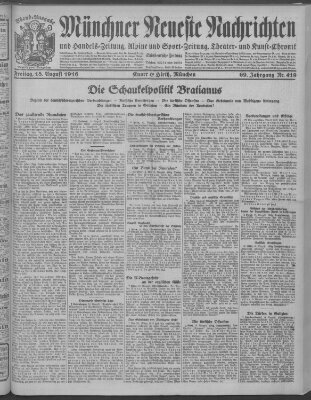 Münchner neueste Nachrichten Freitag 18. August 1916