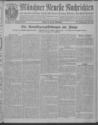 Münchner neueste Nachrichten Freitag 25. August 1916