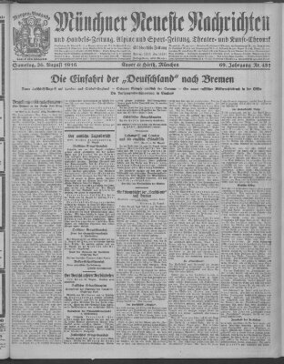 Münchner neueste Nachrichten Samstag 26. August 1916