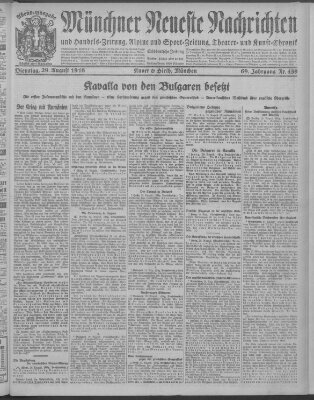 Münchner neueste Nachrichten Dienstag 29. August 1916