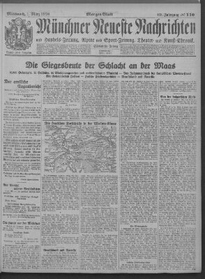 Münchner neueste Nachrichten Mittwoch 1. März 1916