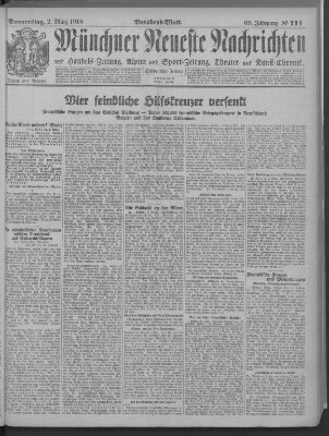 Münchner neueste Nachrichten Donnerstag 2. März 1916