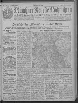 Münchner neueste Nachrichten Sonntag 5. März 1916