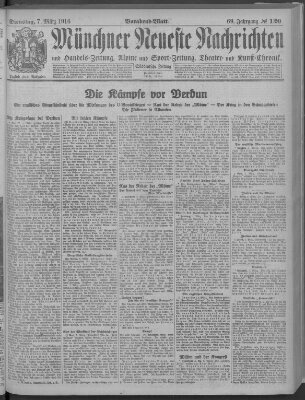 Münchner neueste Nachrichten Dienstag 7. März 1916