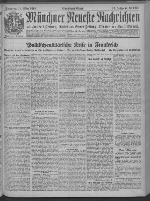 Münchner neueste Nachrichten Sonntag 12. März 1916