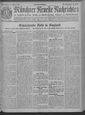 Münchner neueste Nachrichten Dienstag 14. März 1916