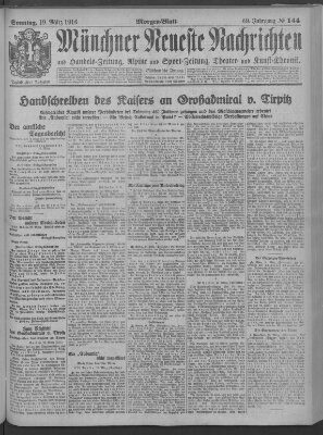 Münchner neueste Nachrichten Sonntag 19. März 1916