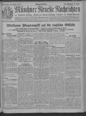 Münchner neueste Nachrichten Dienstag 21. März 1916