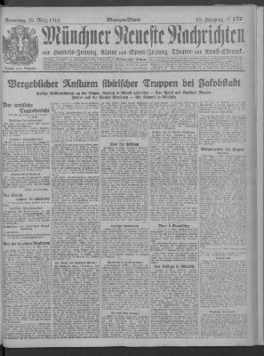 Münchner neueste Nachrichten Sonntag 26. März 1916