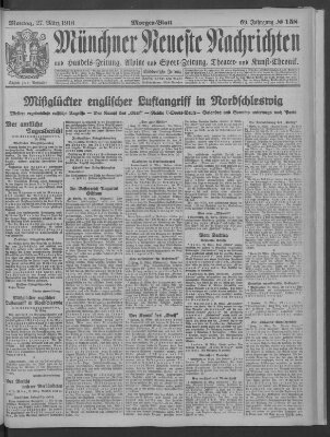 Münchner neueste Nachrichten Montag 27. März 1916