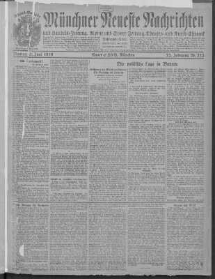 Münchner neueste Nachrichten Montag 2. Juni 1919