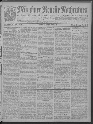 Münchner neueste Nachrichten Mittwoch 4. Juni 1919