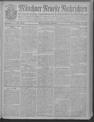 Münchner neueste Nachrichten Dienstag 10. Juni 1919