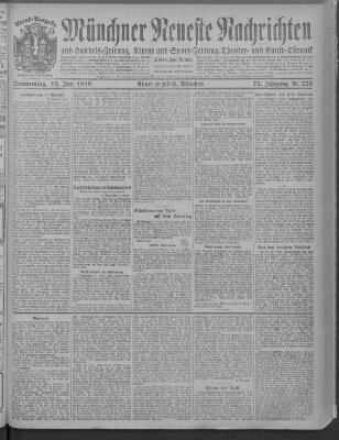 Münchner neueste Nachrichten Donnerstag 12. Juni 1919