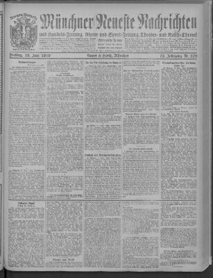 Münchner neueste Nachrichten Freitag 13. Juni 1919