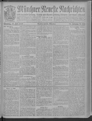 Münchner neueste Nachrichten Dienstag 17. Juni 1919