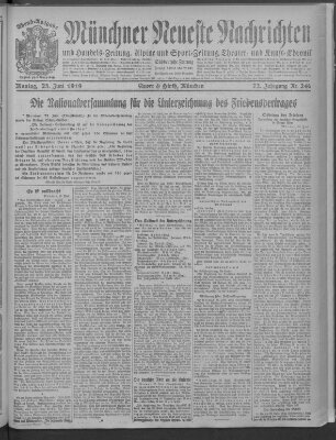 Münchner neueste Nachrichten Montag 23. Juni 1919