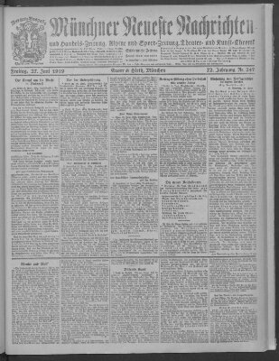 Münchner neueste Nachrichten Freitag 27. Juni 1919