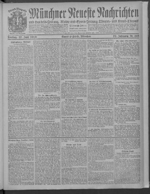 Münchner neueste Nachrichten Freitag 27. Juni 1919