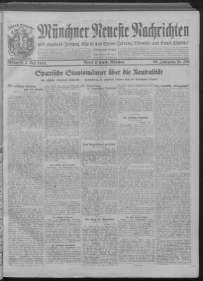 Münchner neueste Nachrichten Mittwoch 2. Mai 1917