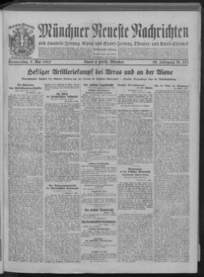 Münchner neueste Nachrichten Donnerstag 3. Mai 1917